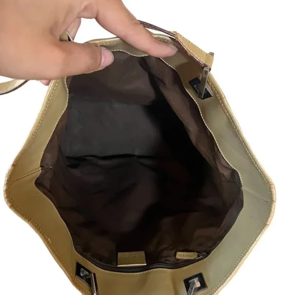 Authentic Gucci Tote Bag Brown Canvas Used GG Handbag Vintage - Picture 9 of 14